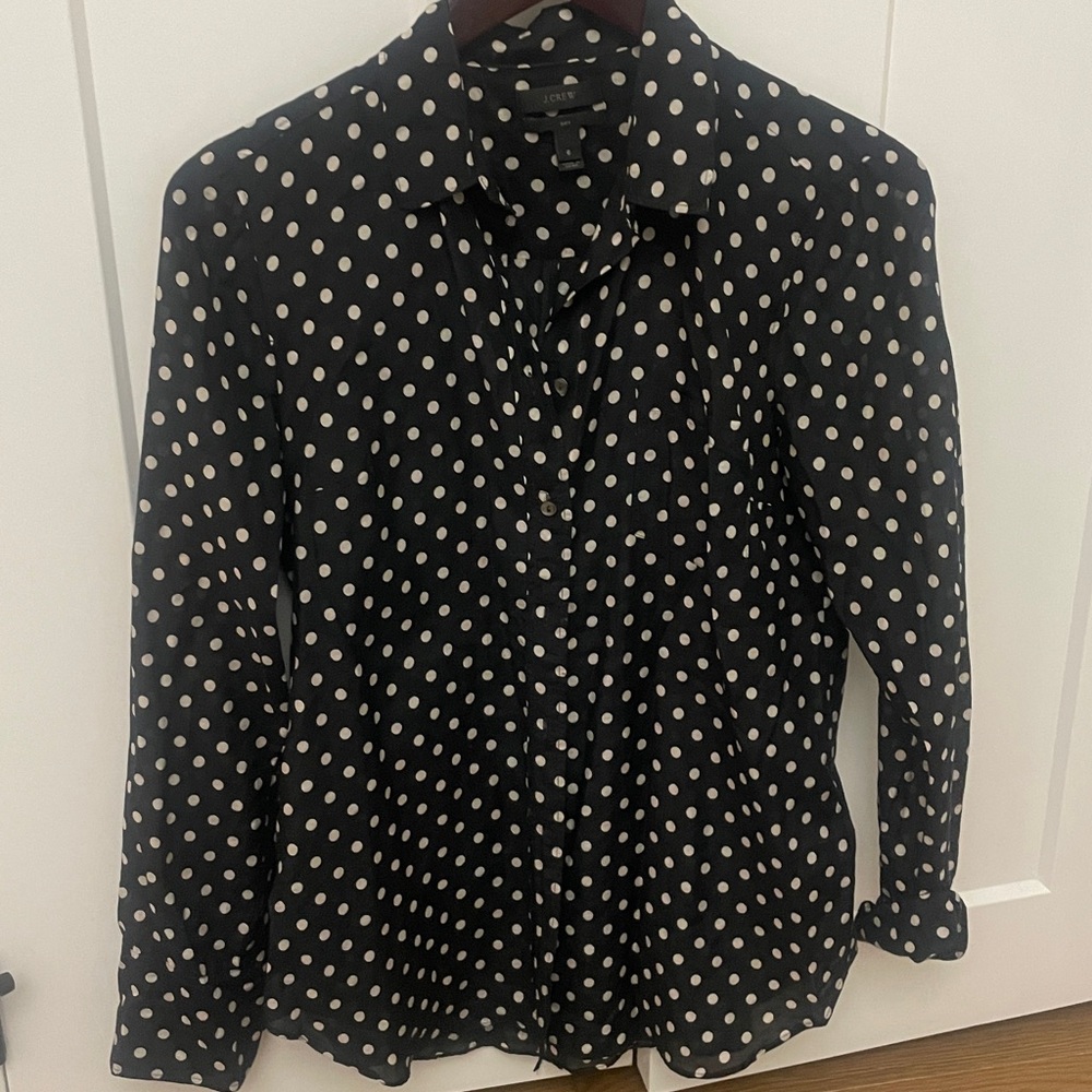 J. Crew Black and White Polka Dot Fabric